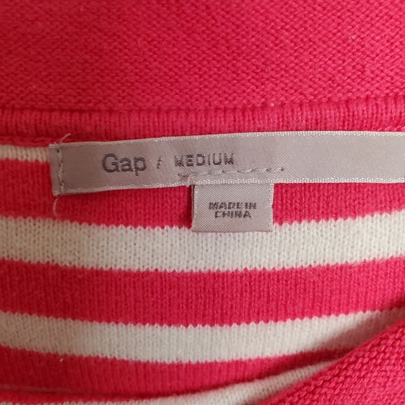 GAP Pink & White Striped Long Sleeve Scoop Neck Sweater Size Medium - Picture 4 of 4